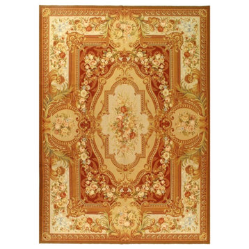 Rust Color Fine Hand Knotted Abusson Rug 10'x14'
