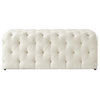 Posh Living Brice Modern Button-Tufted Linen Fabric Bench in Cream/White