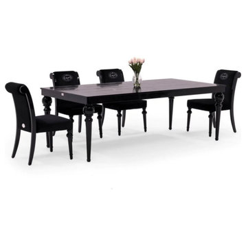 Zephyr Transitional Black Crocodile Lacquer Dining Table