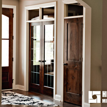 Knotty Alder Stained Dark with White Trim