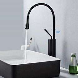 Antique Basin Faucet Black Brass Bathroom Tall Mixer Sink Faucet FB0411H - Bathroom Sink Faucets