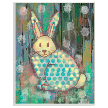 Stupell Industries Distressed Woodland Rabbit, 10"x15", Wood Wall Art