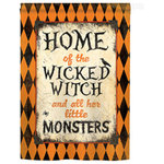 Breeze Decor - Halloween Wicked Home 2-Sided Vertical Impression House Flag - Size: 28 Inches By 40 Inches - With A 4"Pole Sleeve. All Weather Resistant Pro Guard Polyester Soft to the Touch Material. Designed to Hang Vertically. Double Sided - Reads Correctly on Both Sides. Original Artwork Licensed by Breeze Decor. Eco Friendly Procedures. Proudly Produced in the United States of America. Pole Not Included.