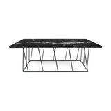 Helix Rectangular Coffee Table, Black Marble/Black Steel