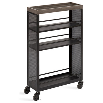 Piazza Storage Cart, Gray/Black 18x7x30
