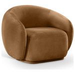 Meridian Furniture - Emery Upholstered Chair, Saddle, Velvet, Accent Chair - Drift away into a cloud of comfort with the Emery saddle velvet accent chair. Its soft, rounded curves and plush velvet upholstery create a truly indulgent seating experience. A timeless piece of furniture that exudes elegance and sophistication with its classic design that will never go out of style.