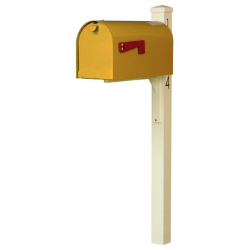 Mid Modern Rigby Curbside Mailbox and Post, Yellow