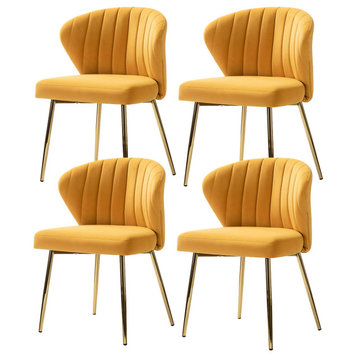 Milia Dining Chair Set of 4, Mustard