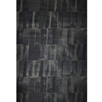 Faux patchwork plaster textured Dark gray black bronze metallic modern Wallpaper, Roll 27 Inc X 33 Ft