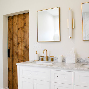 Complete Master Bathroom Addition / Sliding Barn Door, Vanity, Mirrors & Floor T