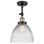 Innovations Lighting - Seneca Falls 1-Light Semi-Flush Mount, Black Antique Brass, Clear Halophane - One of our largest and original collections, the Franklin Restoration is made up of a vast selection of heavy metal finishes and a large array of metal and glass shades that bring a touch of industrial into your home.