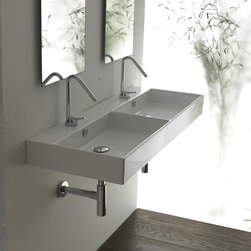 Unlimited 120 Wall Mounted / Vessel Double Bathroom Sink in 47.2" - Bathroom Sinks