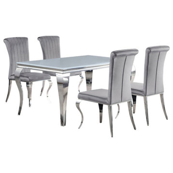 Rien 5-piece 61" Rectangular Dining Set Grey and Chrome Dining Table Grey