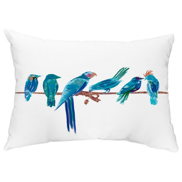 Morning Birds 14"x20" Coastal Decorative Outdoor Pillow, Royal Blue