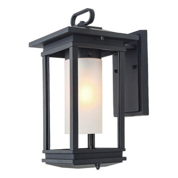 Traditional White Aluminium and Frosted Glass Panel Outdoor Garden Porch Wall Mounted Lantern IP44 Light with A Dawn to Dusk Sensor