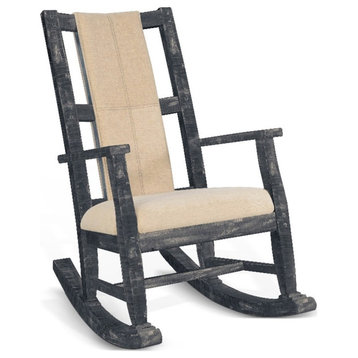 Sunny Designs Marina Mahogany Rocking Chair with Cushion Seat & Back in Black