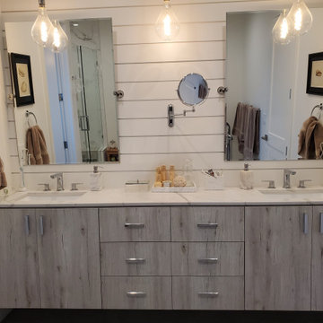 Lake Forest Bathroom Remodel with Floating Dual-Sink Vanity
