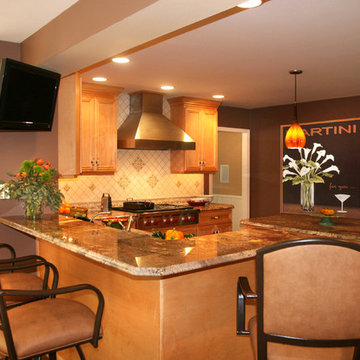 Warm Natural Maple Kitchen Remodel | Granite Island, Open Plan Design