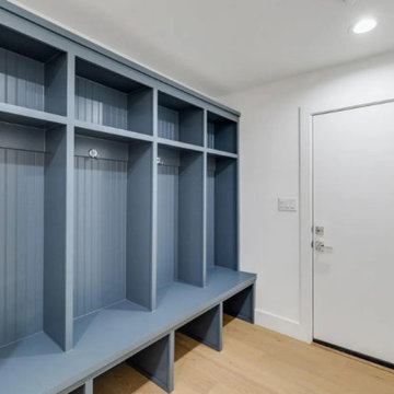 Custom Built-In Mudroom Bench in Slate Blue