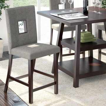 Bistro Dining Chairs, Grey Sand Fabric, Set of 2