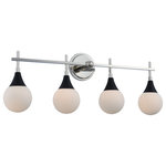 Kalco - Bogart 31x12" 4-Light Midcentury Wall-Light by Kalco - From the Bogart collection  this Midcentury 31Wx12H inch 4 Light Vanity will be a wonderful compliment to  any of these rooms: Bathroom; Vanity; Spa; Powder Room