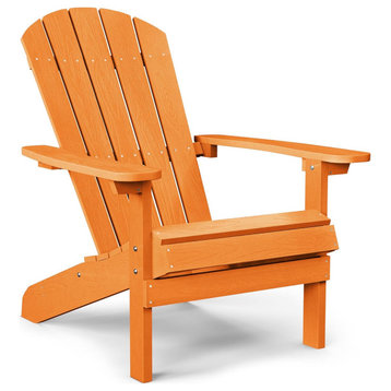 Comfy Adirondack Chair, Weather Resistant Plastic Construction, Tangerine