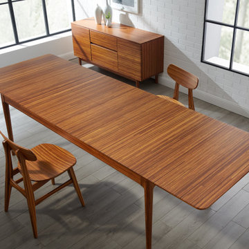 Erikka 110" Double-Leaves Extension Dining Table in Amber