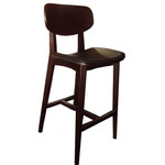 K&D - Rossi Solid Wood Bar Stool - The Rossi  bar stool is solid wood stained in a dark walnut finish with a black leather seat.
