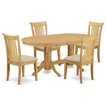 East West Furniture Vancouver 5-piece Wood Dining Set with Cushion Seat in Oak