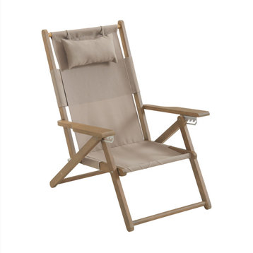 Beach Chair Outdoor Weather-Resistant Wood Folding Chair With Backpack Straps