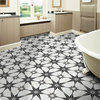 8"x8" Tafilalt Handmade Cement Tile, White/Black, Set of 12