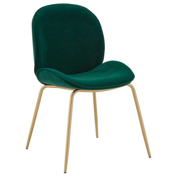 Layla Brass Base Velvet Dining Chair, Set of 2, Green