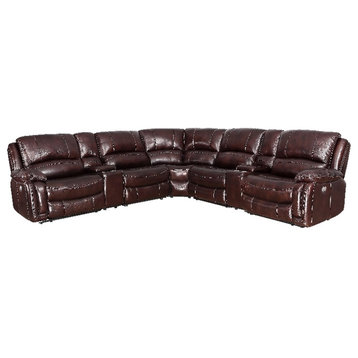 Denver Brown Leather 7-Piece Power Reclining Sectional