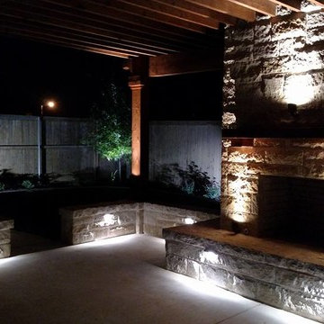 Dallas Landscape Lighting/Outdoor Fireplace and Pegola Project