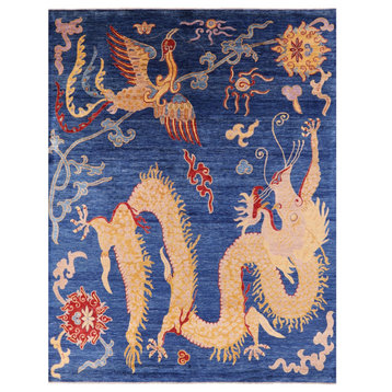 8' 11" X 11' 7" Dragon And Phoenix Design Hand-Knotted Wool Rug - Q12509