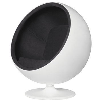 Ball Lounge Chair, White/Black, 50"