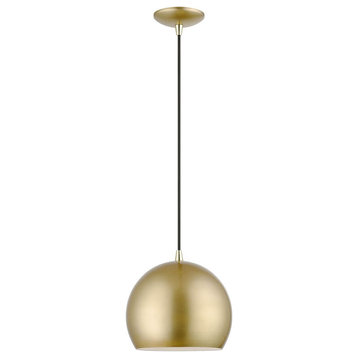 Livex Piedmont 1 Light 10" Pendant, Soft Gold-Polished Brass Accents