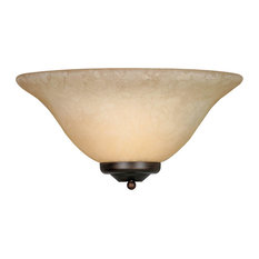 Multi-Family 1-Light Wall Sconce, Rubbed Bronze With Tea Stone Glass