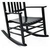 Outsunny Versatile Wooden Indoor / Outdoor High Back Slat Rocking Chair - Black