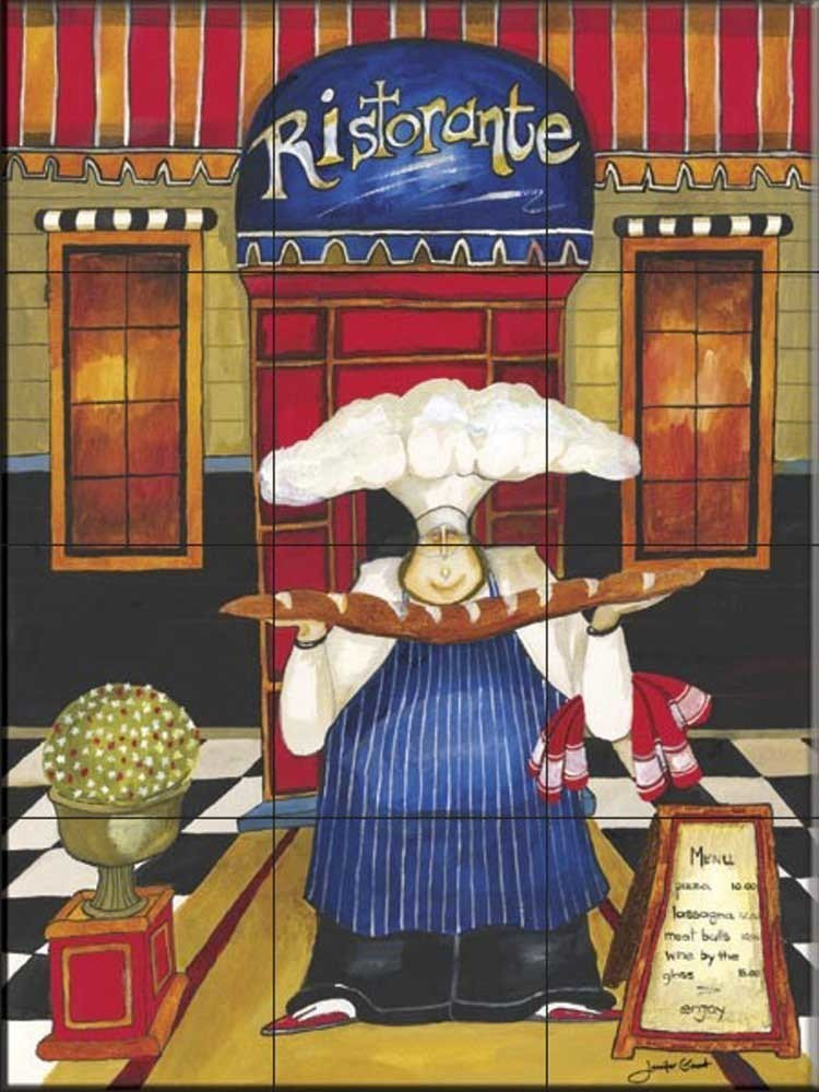 Tile Mural, Chef At Ristorante by Jennifer Garant, 12.75