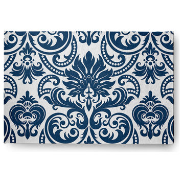 Alexys French Country Chenille Area Rug, Blue, 4'x6'