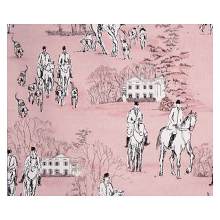 Fishing toile fabric duck hunting vintage look linen from Brick House Fabric:  Novelty Fabric