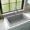 Karran Drop-In Quartz 33" 1-Hole Single Bowl Kitchen Sink Kit, Grey