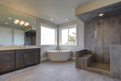 Example of a transitional bathroom design in Other