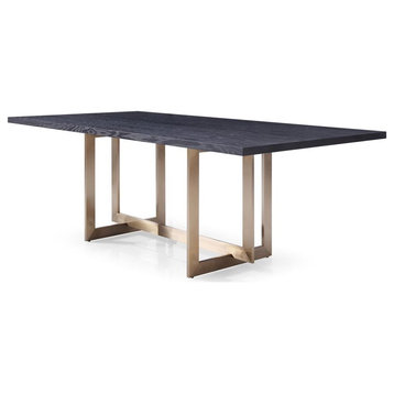 Limari Home Pike Rectangular Modern Wood & Stainless Steel Dining Table in Black