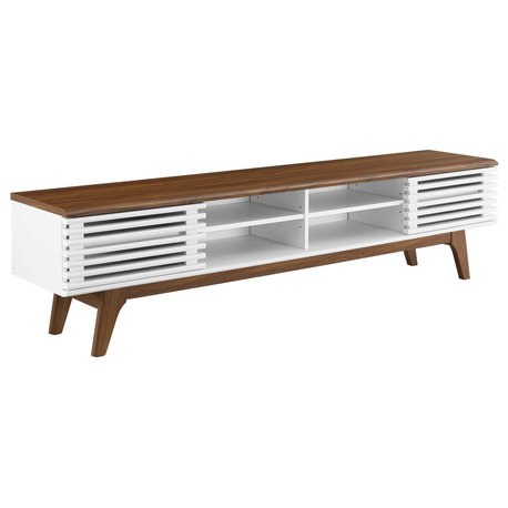 Render 70" Entertainment Center TV Stand, Walnut White