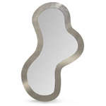 Meridian Furniture - Oblique Mirror, Brushed Silver, 28" X 48" - Elevate the aesthetic appeal of your living space with the exquisite Oblique Mirror. This one-of-a-kind mirror features a refined and alluring curved shape that adds a touch of sophistication to any room. The sleek silver metal frame accentuates the mirror's elegance, making it a true statement piece. With its unique and stunning design, the Oblique Mirror is the perfect addition to your home decor.