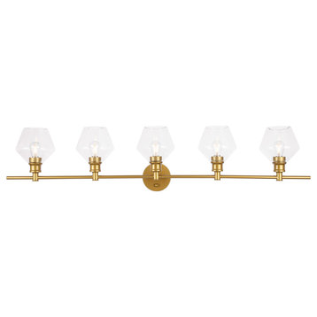 Living District 5-Light Brass and Clear Glass Wall Sconce