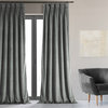Pleated Blackout Velvet Curtain Single Panel, Silver Gray, 25"x108"