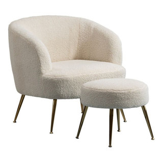 Sophie Round Tufted Linen Chair - Solid Hardwood